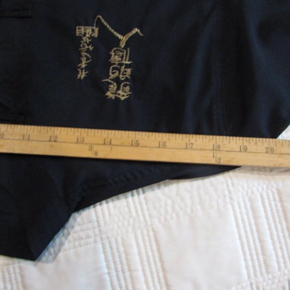 Navy Blue Asian Shirt. Frog Closures. Mandarin Collar - Picture 7 of 8